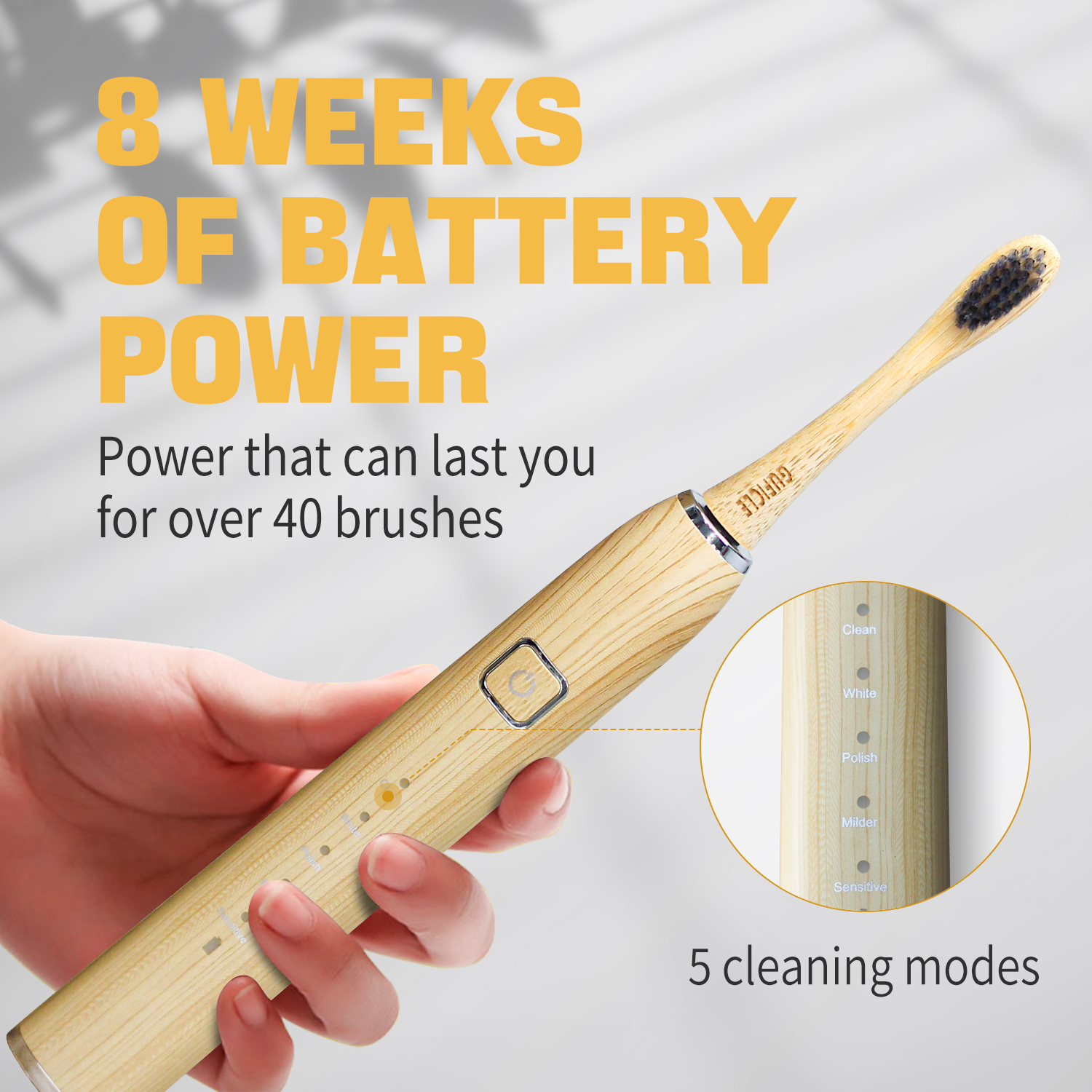 Rechargeable Bamboo Sonic Electric Toothbrush