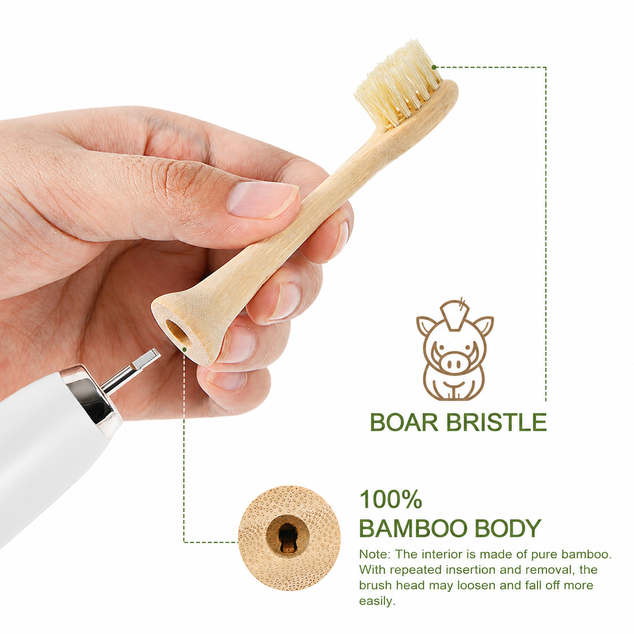 OEM boar bristle bamboo toothbrush replacement heads
