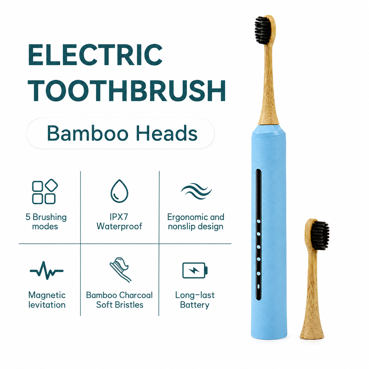 Compostable handle electric sonic toothbrush bulk